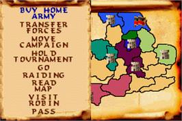 In game image of Defender Of The Crown on the Nintendo Game Boy Advance.