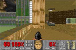 In game image of Doom 2 on the Nintendo Game Boy Advance.