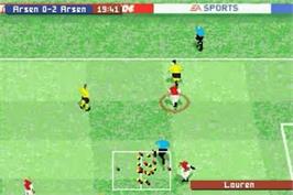 In game image of FIFA Football 2004 on the Nintendo Game Boy Advance.