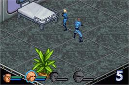 In game image of Fantastic 4 on the Nintendo Game Boy Advance.
