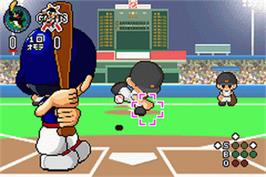 In game image of Gachinko Pro Yakyuu on the Nintendo Game Boy Advance.