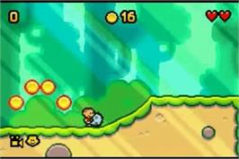 In game image of Go! Go! Beckham! Adventure of Soccer Island on the Nintendo Game Boy Advance.