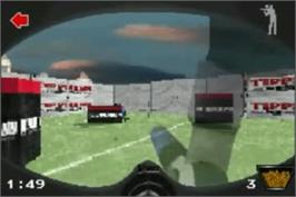 In game image of Greg Hastings' Tournament Paintball Max'd on the Nintendo Game Boy Advance.