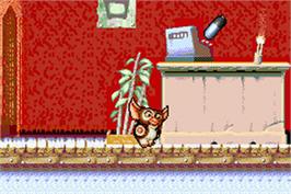 In game image of Gremlins: Stripe Vs. Gizmo on the Nintendo Game Boy Advance.