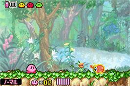 In game image of Kirby And The Amazing Mirror on the Nintendo Game Boy Advance.