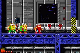 In game image of Lost Vikings, The on the Nintendo Game Boy Advance.
