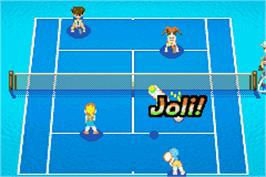 In game image of Mario Tennis: Power Tour on the Nintendo Game Boy Advance.
