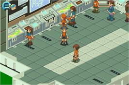 In game image of Mega Man Battle Network 3: Blue Version on the Nintendo Game Boy Advance.
