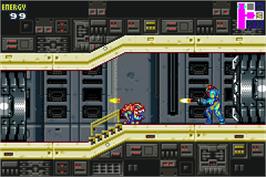 In game image of Metroid Fusion on the Nintendo Game Boy Advance.