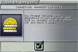 In game image of Premier Manager 2005-2006 on the Nintendo Game Boy Advance.