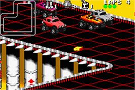 In game image of Rock N' Roll Racing on the Nintendo Game Boy Advance.