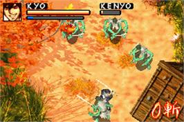In game image of Samurai Deeper Kyo on the Nintendo Game Boy Advance.