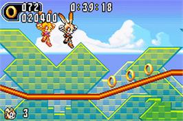 In game image of Sonic Advance 2 on the Nintendo Game Boy Advance.