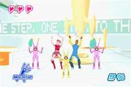 In game image of Space Channel 5 - Ulala's Cosmic Attack on the Nintendo Game Boy Advance.