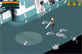 In game image of Star Wars: Episode I - Jedi Power Battles on the Nintendo Game Boy Advance.