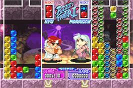 In game image of Super Puzzle Fighter II Turbo on the Nintendo Game Boy Advance.
