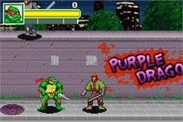 In game image of Teenage Mutant Ninja Turtles on the Nintendo Game Boy Advance.