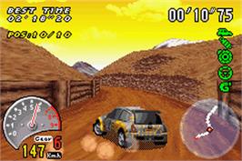 In game image of V-rally 3 on the Nintendo Game Boy Advance.