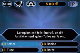 In game image of Who Wants to Be a Millionaire on the Nintendo Game Boy Advance.