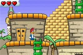 In game image of Woody Woodpecker In Crazy Castle 5 on the Nintendo Game Boy Advance.