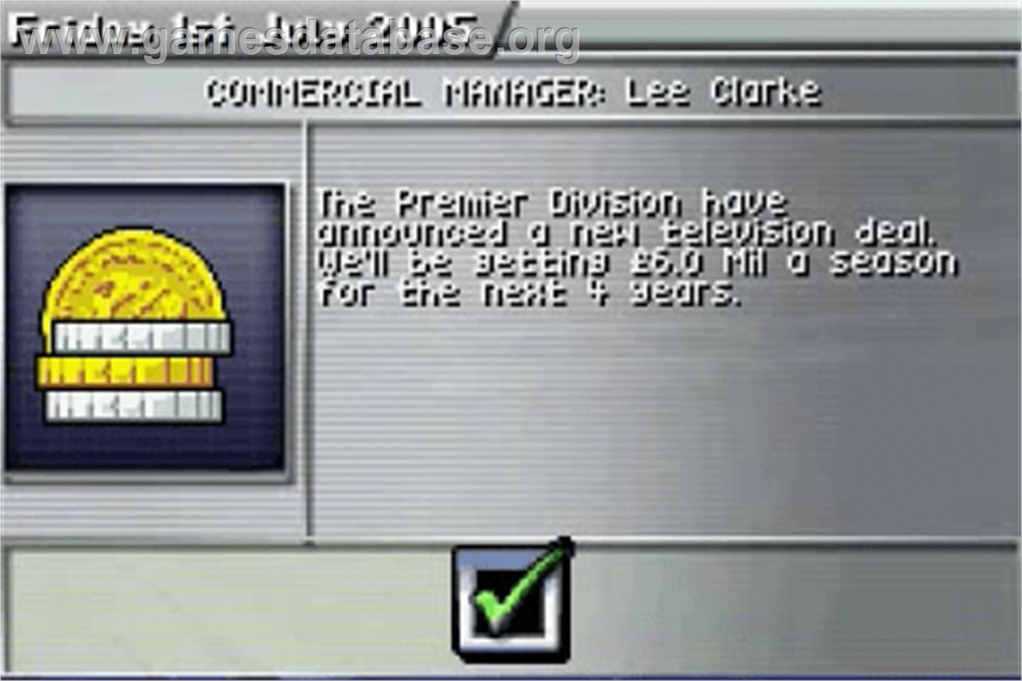 Premier Manager 2005-2006 - Nintendo Game Boy Advance - Artwork - In Game