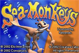 Title screen of Amazing Virtual Sea-monkeys, The on the Nintendo Game Boy Advance.