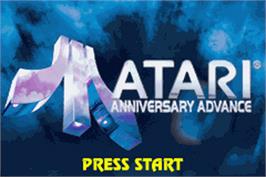 Title screen of Atari Anniversary Advance on the Nintendo Game Boy Advance.