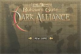 Title screen of Baldur's Gate - Dark Alliance on the Nintendo Game Boy Advance.