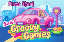 Title screen of Barbie Superpack on the Nintendo Game Boy Advance.