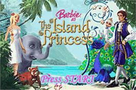 Title screen of Barbie as The Island Princess on the Nintendo Game Boy Advance.