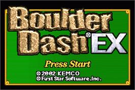 Title screen of Boulder Dash EX on the Nintendo Game Boy Advance.
