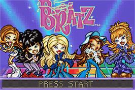 Title screen of Bratz on the Nintendo Game Boy Advance.