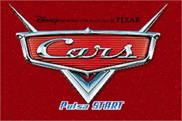 Title screen of Cars on the Nintendo Game Boy Advance.