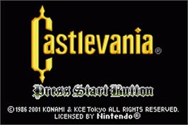 Title screen of Castlevania: Aria of Sorrow on the Nintendo Game Boy Advance.