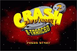 Title screen of Crash Superpack: Crash Bandicoot 2: N-Tranced & Crash Nitro Kart on the Nintendo Game Boy Advance.