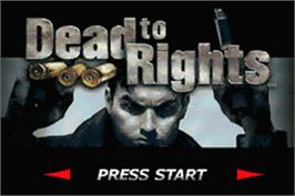 Title screen of Dead To Rights on the Nintendo Game Boy Advance.