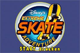 Title screen of Disney's Extreme Skate Adventure on the Nintendo Game Boy Advance.