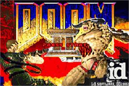 Title screen of Doom 2 on the Nintendo Game Boy Advance.