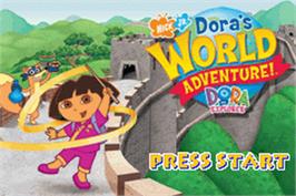 Title screen of Dora The Explorer - Dora's World Adventure! on the Nintendo Game Boy Advance.