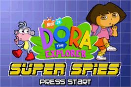 Title screen of Dora The Explorer - Super Spies on the Nintendo Game Boy Advance.