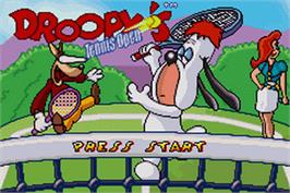 Title screen of Droopy's Tennis Open on the Nintendo Game Boy Advance.