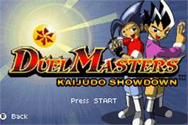 Title screen of Duel Masters Kaijudo Showdown on the Nintendo Game Boy Advance.
