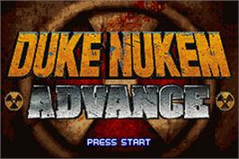 Title screen of Duke Nukem Advance on the Nintendo Game Boy Advance.