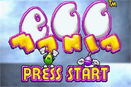 Title screen of Eggo Mania on the Nintendo Game Boy Advance.