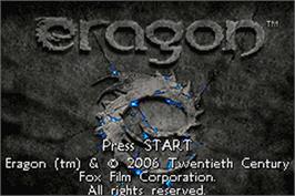Title screen of Eragon on the Nintendo Game Boy Advance.