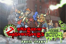 Title screen of Extreme Ghostbusters - Code Ecto-1 on the Nintendo Game Boy Advance.