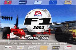 Title screen of F1 2002 on the Nintendo Game Boy Advance.