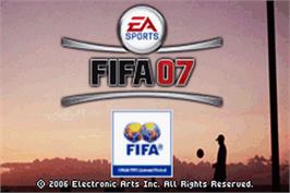 Title screen of FIFA 07 on the Nintendo Game Boy Advance.