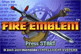 Title screen of Fire Emblem on the Nintendo Game Boy Advance.