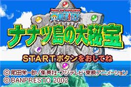 Title screen of From Tv Animation One Piece - Nanatsu-jima No Daihihou on the Nintendo Game Boy Advance.